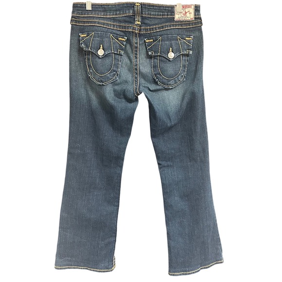 True Religion Becky Big T Bootcut Jeans Dark Wash Low Rise Size 32 EUC - Picture 4 of 8